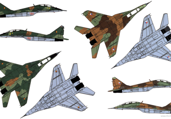 Самолет МИГ-29UB Fulcrum - чертежи, габариты, рисунки