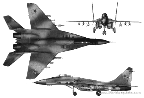 Самолет МИГ-29 (Fulcrum) - чертежи, габариты, рисунки