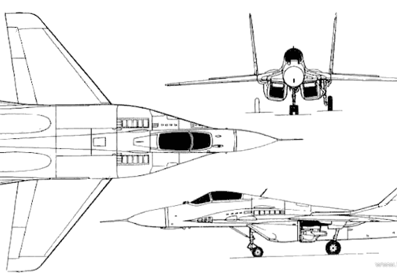Самолет МИГ-29 Fulcrum - чертежи, габариты, рисунки