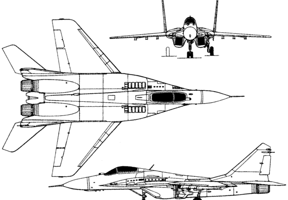 Самолет МИГ-29 (Russia) (1977) - чертежи, габариты, рисунки