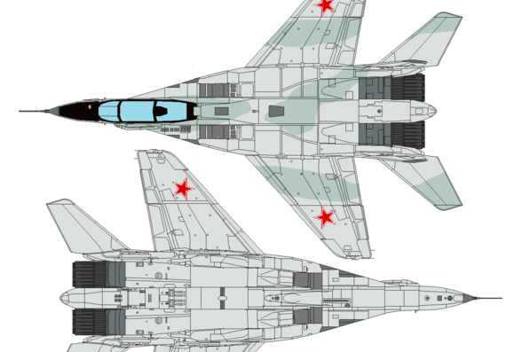 Самолет МИГ-29 ub - чертежи, габариты, рисунки