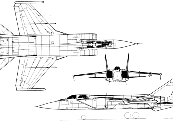 Самолет МИГ-31FE Foxhound - чертежи, габариты, рисунки