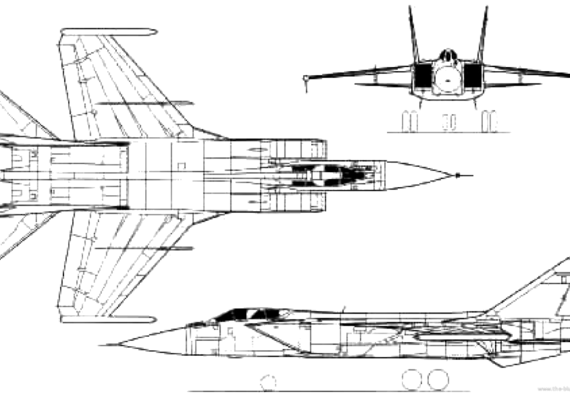 Самолет МИГ-31 FE Foxhound - чертежи, габариты, рисунки
