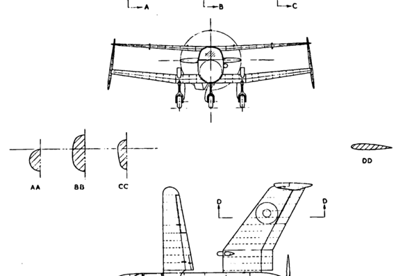 Самолет Miles M.35 - чертежи, габариты, рисунки