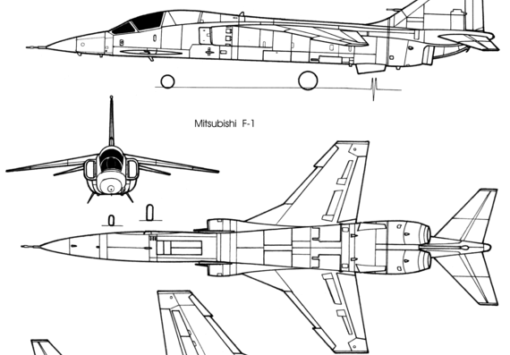 Самолет Mitsubishi F-1 T-2 - чертежи, габариты, рисунки