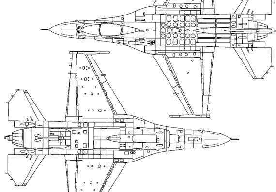 Mitsubishi F2 aircraft - drawings, dimensions, figures