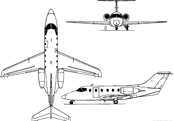 Самолет Mitsubishi MU-300 / Diamond (1978) - чертежи, габариты, рисунки