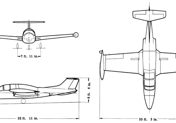 Самолет Morane-Saulnier MS-760 Paris - чертежи, габариты, рисунки