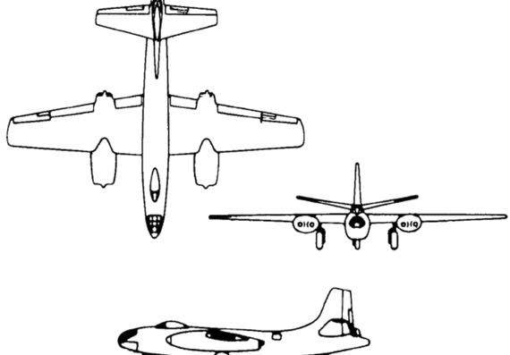 Самолет North American B-45 Tornado - чертежи, габариты, рисунки