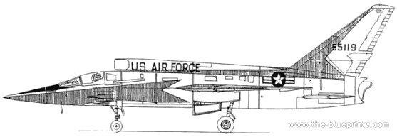 Самолет North American F-107 A - чертежи, габариты, рисунки