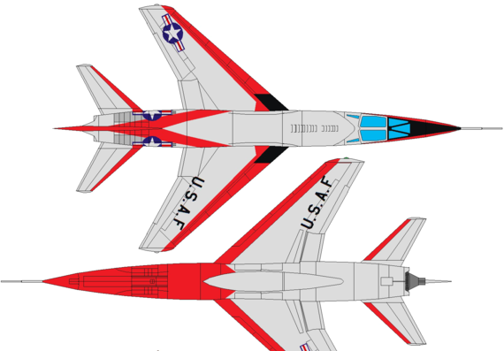 Самолет North American F-107 Ultra Sabre - чертежи, габариты, рисунки