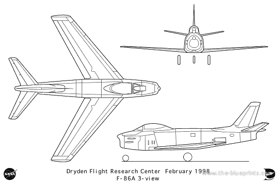 Самолет North American F-86A - чертежи, габариты, рисунки