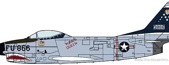 Самолет North American F-86D Saber Dog - чертежи, габариты, рисунки