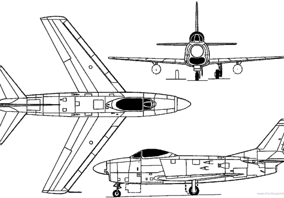 Самолет North American F-86D / YF-95 Dog Sabre (USA) (1949) - чертежи, габариты, рисунки