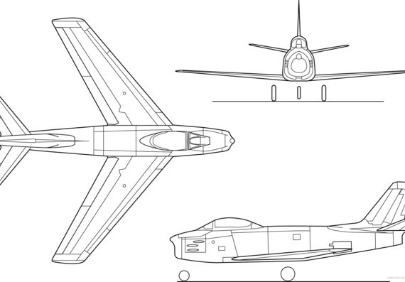 Самолет North American F-86F-40-NA(Sabre) - чертежи, габариты, рисунки