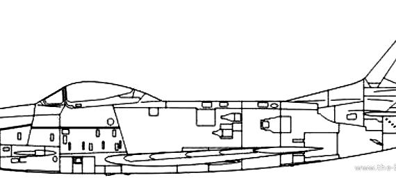 Самолет North American F-86K Sabre Dog - чертежи, габариты, рисунки
