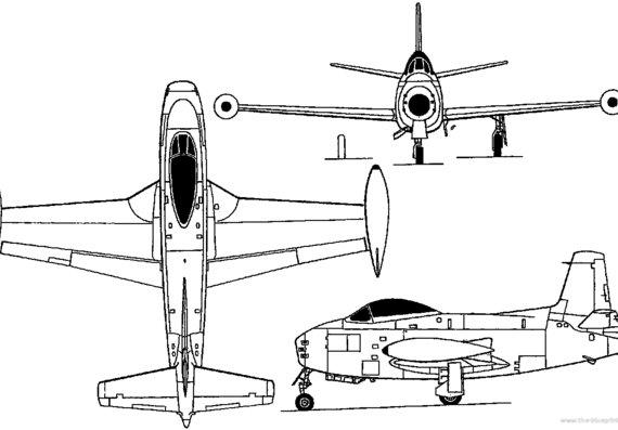 Самолет North American FJ-1 Fury (USA) (1946) - чертежи, габариты, рисунки