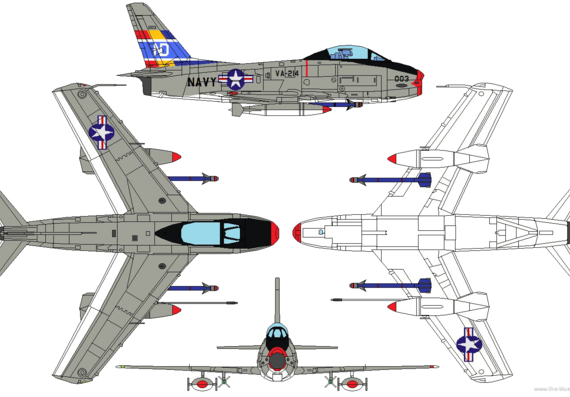Самолет North American FJ-2-3 Fury - чертежи, габариты, рисунки