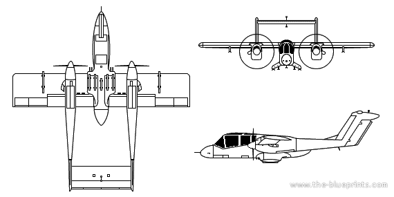 Самолет North American Rockwell OV-10A Bronco - чертежи, габариты, рисунки