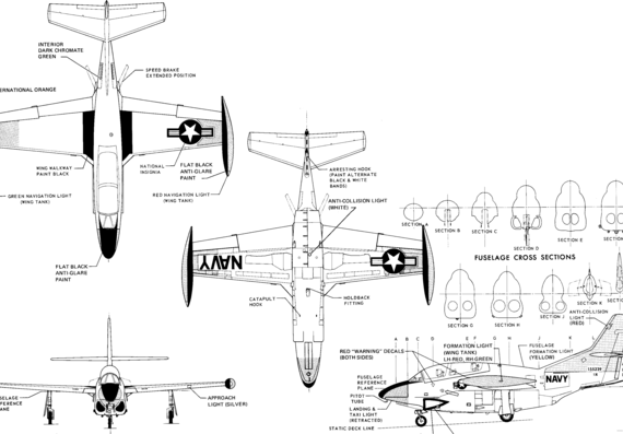 Самолет North American T-2C Buckeye - чертежи, габариты, рисунки
