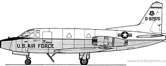 Самолет North American T-39 SabreLiner - чертежи, габариты, рисунки