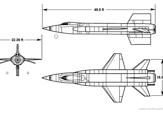 Самолет North American X-15 - чертежи, габариты, рисунки