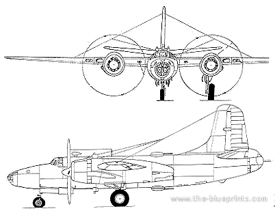 Самолет North American XB-28 - чертежи, габариты, рисунки