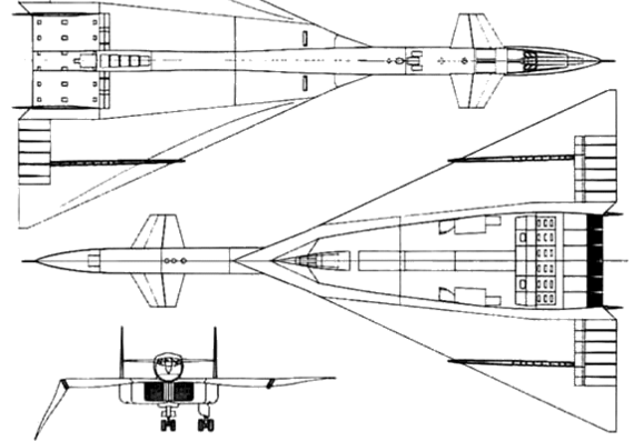 Самолет North American XB-70 Valkyrie - чертежи, габариты, рисунки