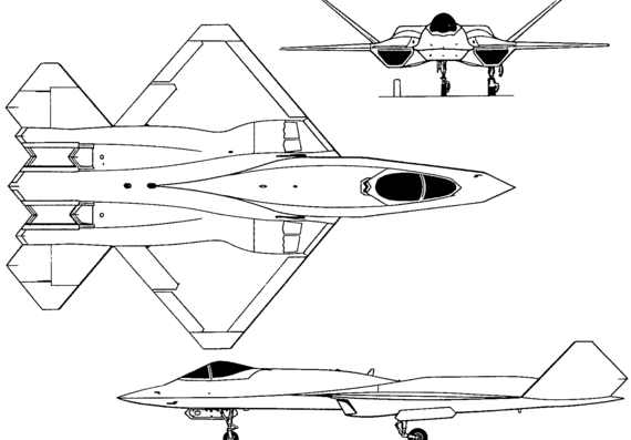 Самолет Northrop/McDonnell Douglas YF-23 Black Widow II (USA) (1990) - чертежи, габариты, рисунки