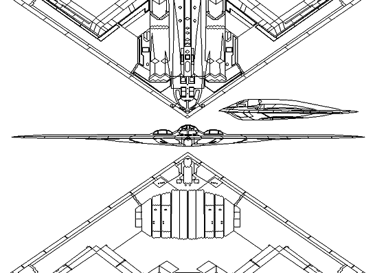 Самолет Northrop B-2A Spirit - чертежи, габариты, рисунки