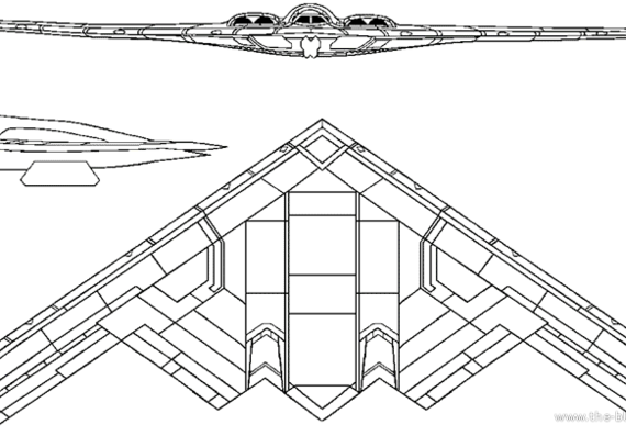 Самолет Northrop B-2 Spirit (USA) (1989) - чертежи, габариты, рисунки