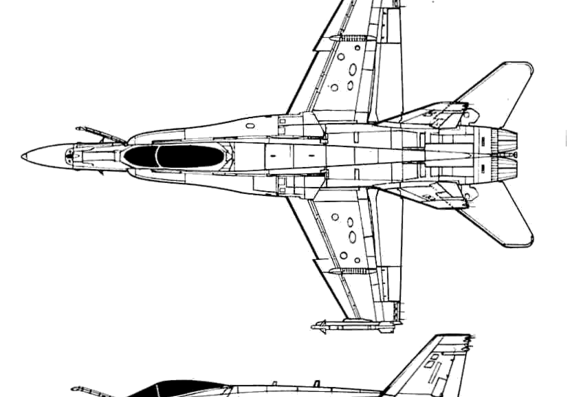 Самолет Northrop F-18 Hornet - чертежи, габариты, рисунки