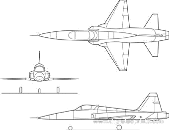 Самолет Northrop F-5 - чертежи, габариты, рисунки