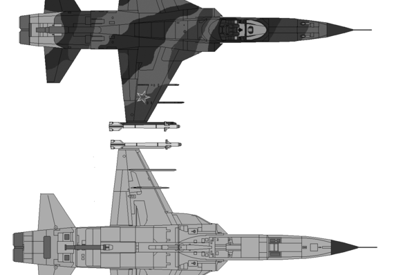 Самолет Northrop F-5AB Freedom Fighter - чертежи, габариты, рисунки