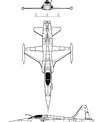 Самолет Northrop F-5A Freedom Fighter - чертежи, габариты, рисунки