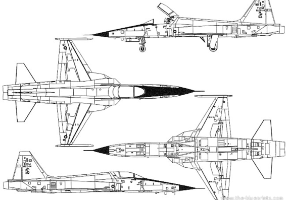 Самолет Northrop F-5E-Tiger-II - чертежи, габариты, рисунки