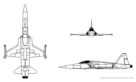 Самолет Northrop F-5 Freedom Fighter - чертежи, габариты, рисунки