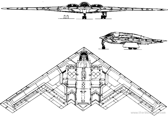 Самолет Northrop Grumman B-2A Spirit - чертежи, габариты, рисунки