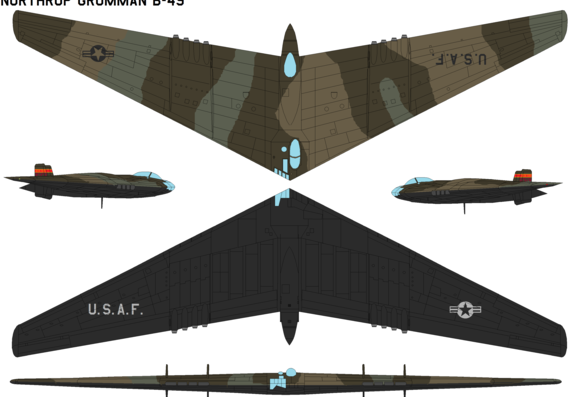 Самолет Northrop Grumman B-49 - чертежи, габариты, рисунки