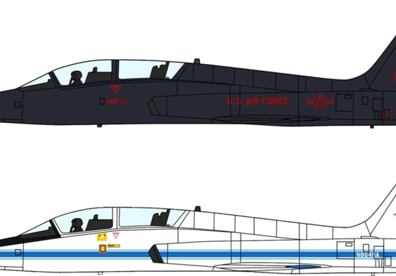 Самолет Northrop T-38A Talon - чертежи, габариты, рисунки