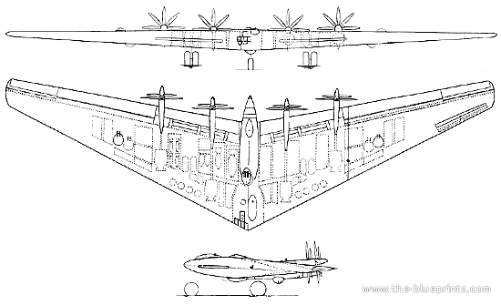 Northrop XB 35 aircraft - drawings, dimensions, figures