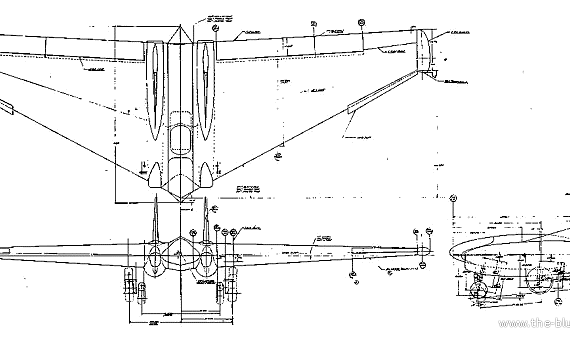 Самолет Northrop XP-79B - чертежи, габариты, рисунки