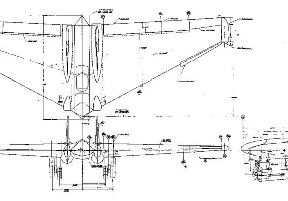 Самолет Northrop XP-79 Flying Ram - чертежи, габариты, рисунки