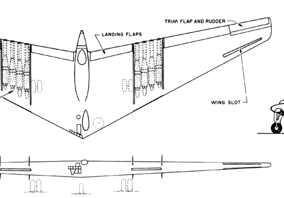 Самолет Northrop YB-49 - чертежи, габариты, рисунки
