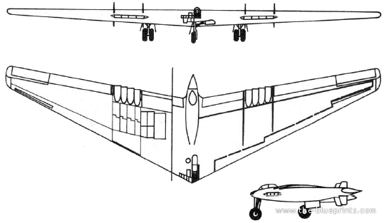 Самолет Northrop YB-49 (USA) (1947) - чертежи, габариты, рисунки