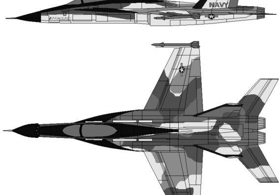 Самолет Northrop YF-17 Cobra - чертежи, габариты, рисунки