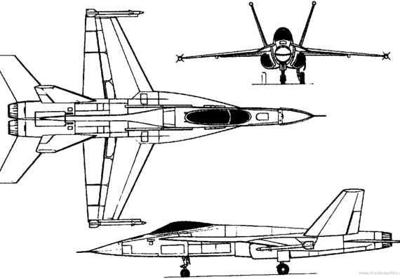 Самолет Northrop YF-17 (USA) (1974) - чертежи, габариты, рисунки