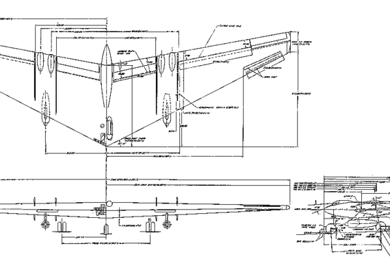 Самолет Northrop YRB-49 - чертежи, габариты, рисунки