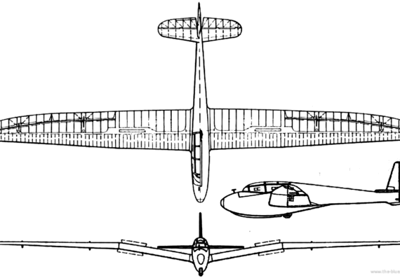 Самолет Oberlerchner Mg-19a Steinadler - чертежи, габариты, рисунки