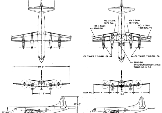 Самолет P-3c-2 - чертежи, габариты, рисунки